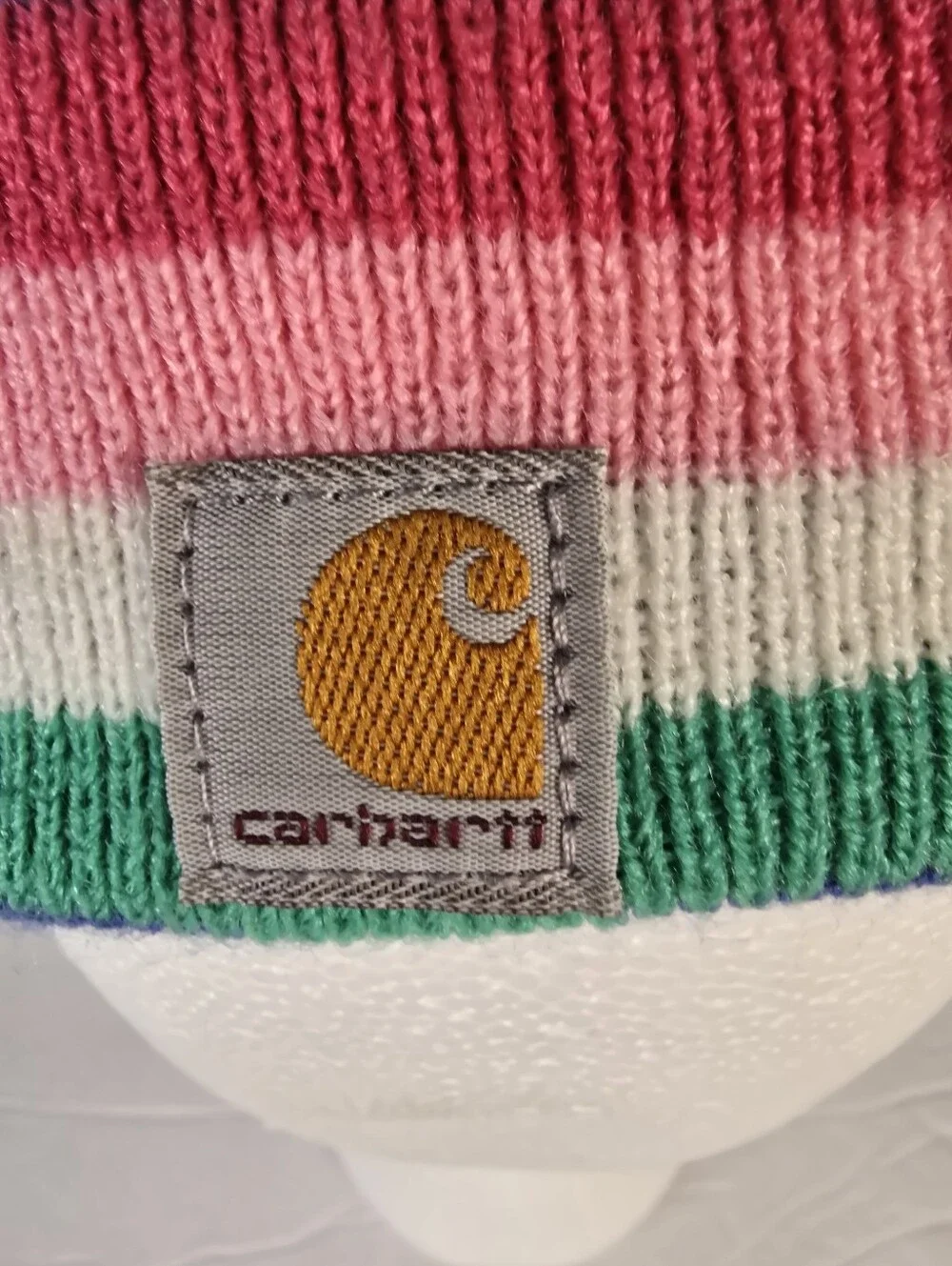 NWOT Carhartt Girls Youth Striped Multicolor Beanie Bright Rainbow Knit One Size